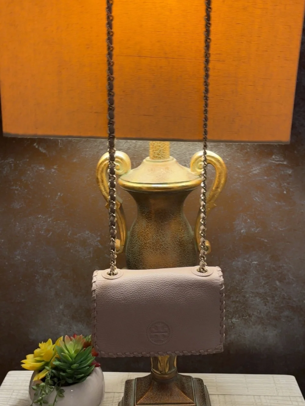 Like New ~Tory Burch Blush Whip Stitch Leather Chain Crossbody